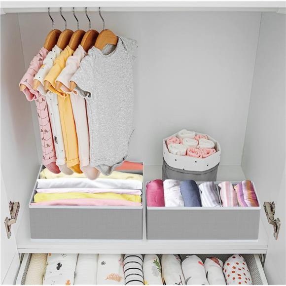 Closet Underwear Organizer Drawer Divider 4 Set, Gray - Picture 2 of 7